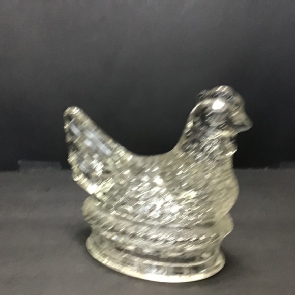 Crystal Glass Chicken Candy Container, J. H. Millstein Co., Jeannette Glass Hen - Picture 4 of 8